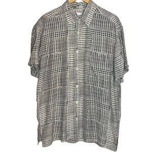 Massoti Men's M Button Up Shirt Viscose Casual Patterned Geometric Black White‎